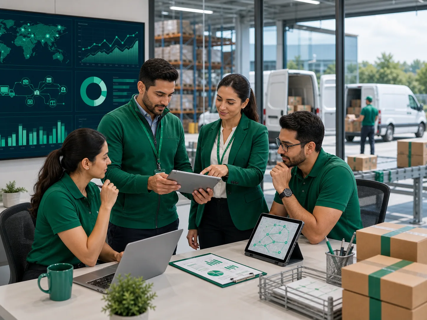 Makzom logistics team identifying transportation and supply chain challenges with AI dashboards